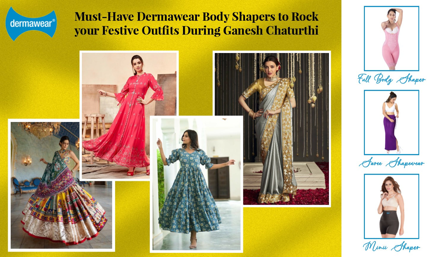  Dermawear Womens Blended Fabric Saree Shapewear