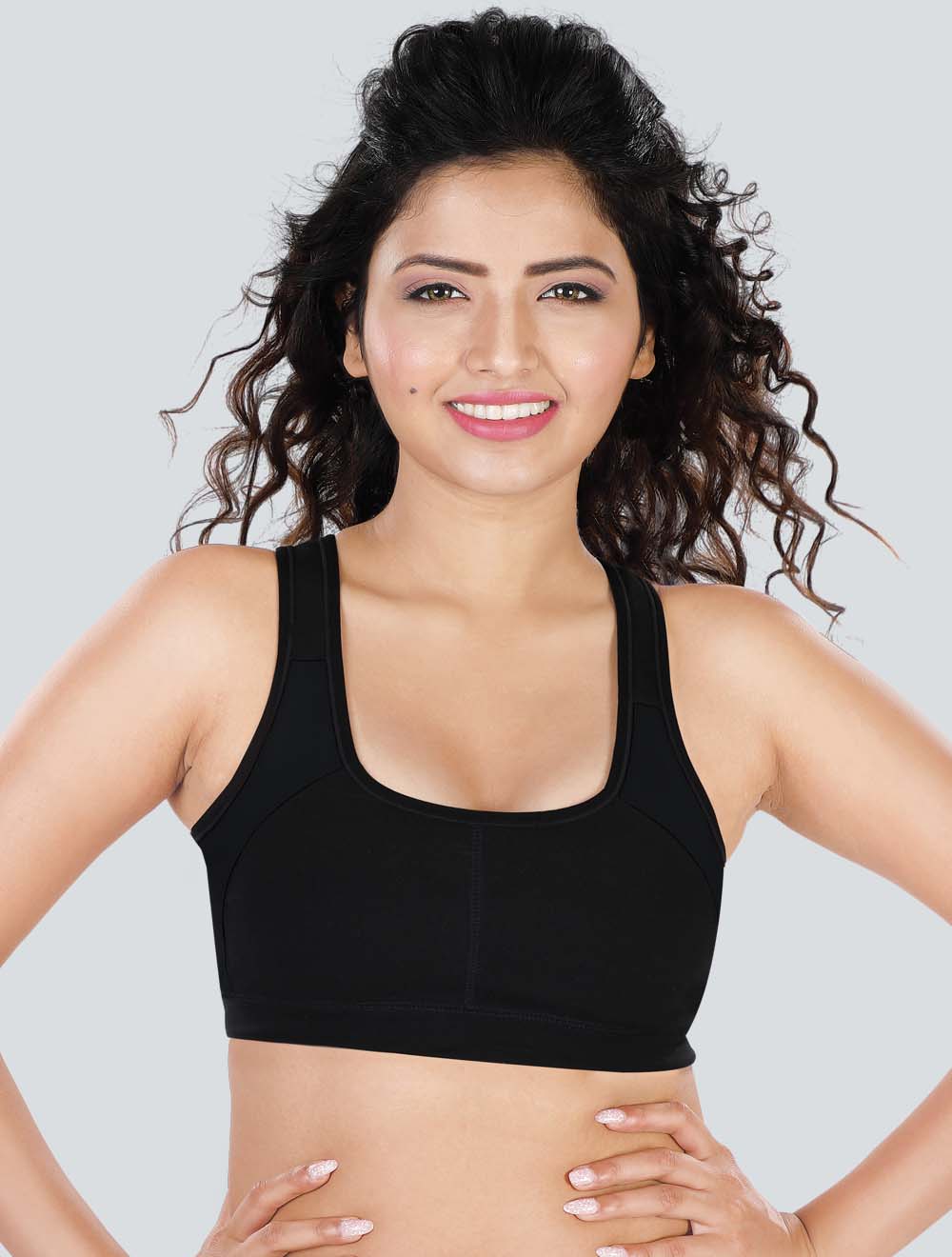 Buy Fashion Doodle Non-Padded Wirefree Sports Bra (FD07_38, Black, 38B) at