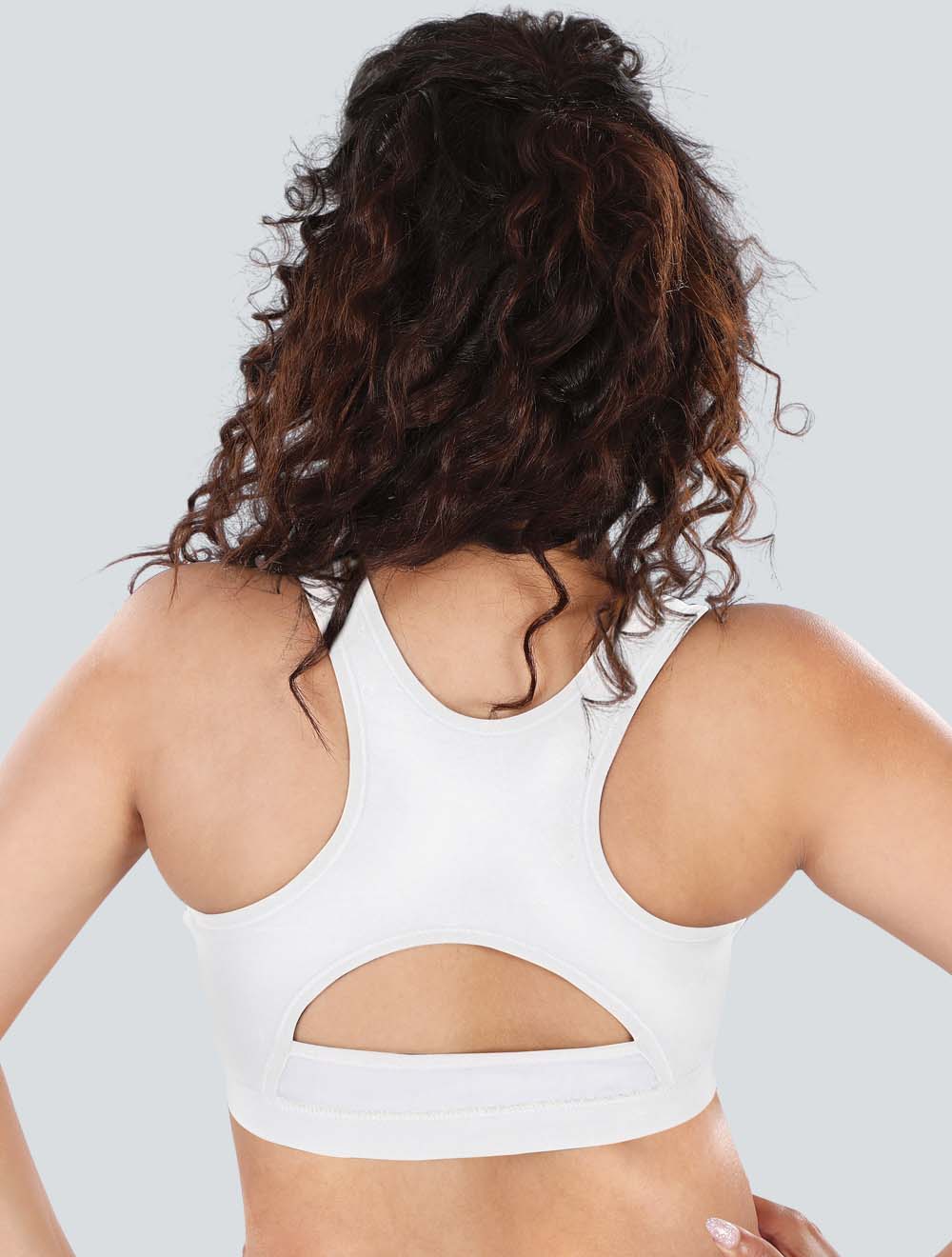 Dermawear Women's Padded Racer Back Sports Brassiere (Model: SB-1101,  Color:Black&Grey, Material: 4D Stretch)-PID1071